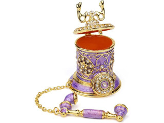 Furuida Vintage Telephone Trinket Box Hinged Enamel Hand Painted Jewelry Box Decorative Telephone Ornaments Gift for Home Decor (Purple)