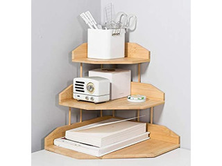 Bamboo Spice Rack Corner Shelves-3 tier Standing pantry Shelf for kitchen counter storage,Baf