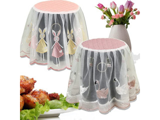 2 Pack Lace Air Fryer Dust Cover Embroidery Pot Cover Kitchen Small Appliance Cover Home Decoration (pink+purple)