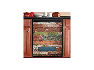 Splicing Wood Decoration Kitchen Dishwasher Magentic Cover, Retro Self Adhesive
