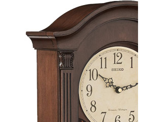 SEIKO Gold Tone & Arched Wall Clock with Pendulum and Dual Chimes