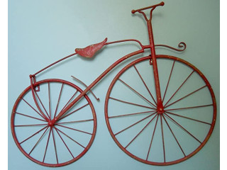 INsideOUT 25" Iron Antique Style Bicycle Wall Art Bike Wall Decor New Worn Red Color