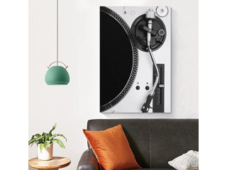 HDYDJS Medieval Music Record Player Poster Antique Black Canvas Painting Wall Art Poster for Bedroom Living Room Decor