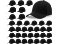 coume-36-pieces-black-baseball-cap-bulk-adjustable-denim-plain-dad-hats-unisex-low-profile-small-0