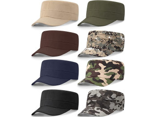 8 Pcs Military Caps for Men Cadet Army Caps Adjustable Military Style Hats Unisex Washed Cotton Cadet Hat for Men Women