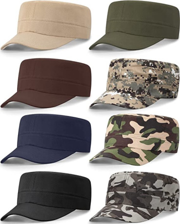 8-pcs-military-caps-for-men-cadet-army-caps-adjustable-military-style-hats-unisex-washed-cotton-cadet-hat-for-men-women-big-0