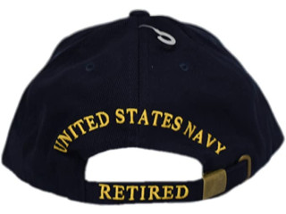 MWS U.S Navy Retired Proudly Served Navy Blue Embroidered Cap Hat