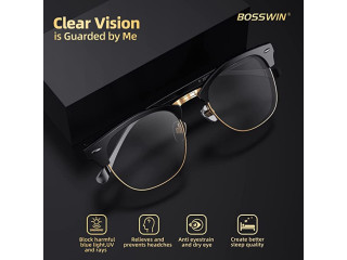Brand: BOSSWIN BOSSWIN Blue Light Glasses, 2 Pack, Fashion Round Half Frame, Computer/Game/Reading/TV Blue Light Blocking Glasses