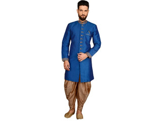 Brand: Generic Shreyanvi Sherwani for Men Indian Royal Designer Groom Wedding Wear Indo-Western Dhoti Patiala Set