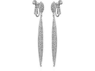 Vince Camuto Silver Tone Crystal Glass Stone Spear Drop Earrings For Women