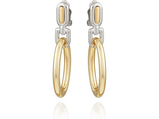 Vince Camuto Two-Tone Clip On Drop Dangle Earrings, Gold and Silver
