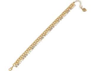 Betsey Johnson Stone and Pearl Chain Anklet Bracelet