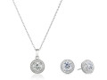amazon-collection-womens-sterling-silver-cubic-zirconia-halo-pendant-necklace-and-stud-earrings-jewelry-set-small-1