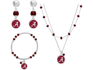 Alabama Crimson Tide Logo Jewelry Combo (Bracelet, Necklace, Earrings), Red