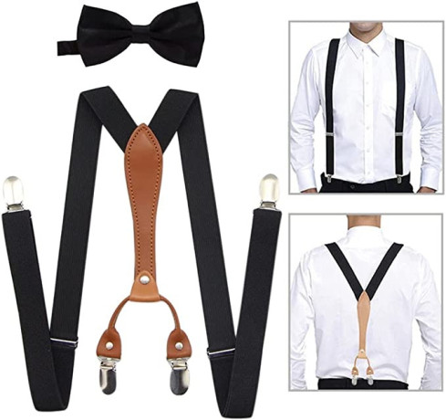 suspenders-bow-tie-set-for-men-boy-wedding-party-event-x-back-4-clips-big-3