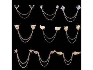 GPPZM Retro Jewelry Pearl Flower Brooch Ladies Fashion Chain Tassel Personality Shirt