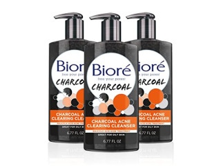Bioré Charcoal Acne Clearing Facial Cleanser with 1% Salicylic Acid and Natural Charcoal, Helps Prevent