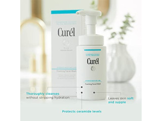 Curel Japanese Skin Care Foaming Daily Face Wash for Sensitive Skin, Hydrating Facial Cleanser for Dry Skin,