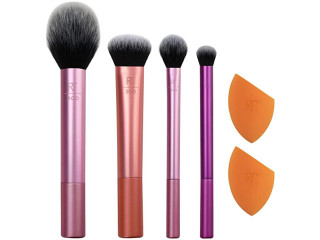 Real Techniques Makeup Brush Set with 2 Sponge Blenders, Multiuse Brushes, For