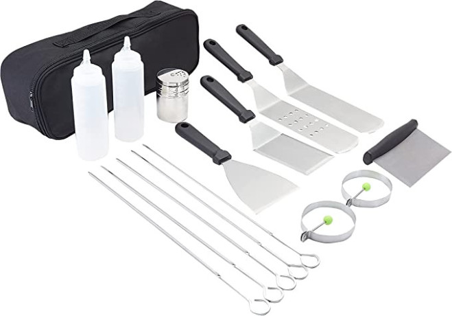 amazon-basics-15-piece-stainless-steel-barbeque-griddle-accessories-set-with-carry-bag-big-0