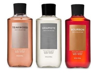 Bath and Body Works 3 Pack 2-in-1 Hair + Body Wash Teakwood, Graphite and Bourbon. 10 Oz.