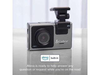 Cobra Smart Dash Cam + Rear Cam (SC 400D) UHD 4K Resolution, Alexa Built-In,