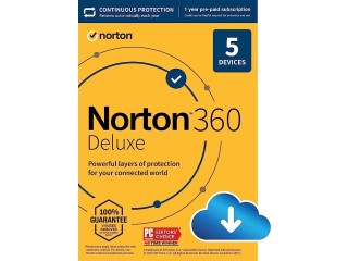 Norton 360 Deluxe, 2023 Ready, Antivirus software for 5 Devices with Auto Renewal -