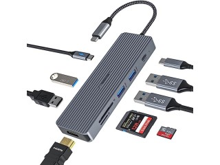 USB C Hub, Tiergrade 9 in 1 USB C Adapter with 4K HDMI, 100W PD, 3 USB-A