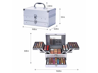 132 Color All In One Makeup Kit,Professional Makeup Case,Makeup Set for Teen Girls,Makeup Palette,Multicolor Eyeshadow Kit(Silver)