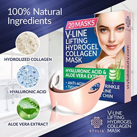 20-piece-v-line-shaping-face-masks-lifting-hydrogel-collagen-mask-with-aloe-vera-anti-aging-and-anti-wrinkle-band-double-chin-reducer-strap-big-0