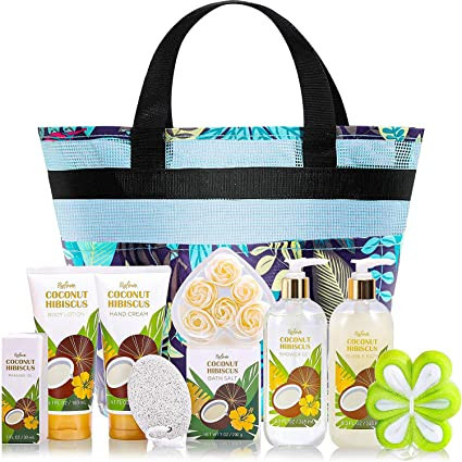 spa-gift-basket-for-women-coconut-bath-and-body-gift-set-birthday-spa-gifts-for-her-10-pc-bath-set-big-0