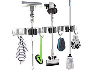 HOME IT Mop And Broom Holder - Garage Storage Systems