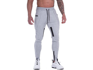 FIRSTGYM Mens Joggers Sweatpants Slim Fit Workout Training Thigh Mesh Gym Jogger Pants with Zipper Pockets