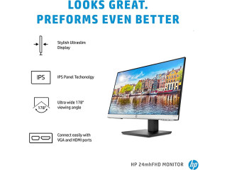 HP 24mh FHD Monitor - Computer Monitor with 23.8-Inch IPS Display (1080p) - Built-In Speakers and VESA Mounting - Height/Tilt