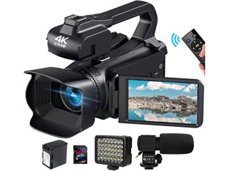 Camcorder Video Camera 4K, Video Camera Auto Focus Vlogging Camera for YouTube 64MP 60FPS WiFi Webcam 4"