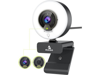 NexiGo N960E 1080P 60FPS Webcam with Light, Software Included, Fast AutoFocus, Built-in Privacy Cover, USB Web Camera,