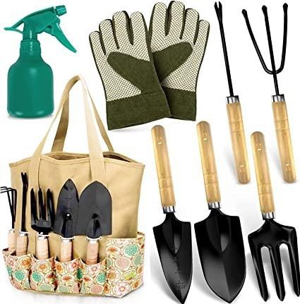 scuddles-garden-tools-set-8-piece-heavy-duty-gardening-kit-with-storage-organizer-big-0