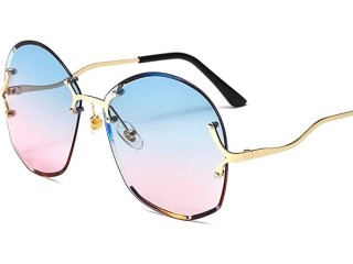 Sunglasses Trendy Rimless Sunglasses Round Okulos Retro Vintage Designer Sunglasses Women's Fashion Sunglasses Uv400