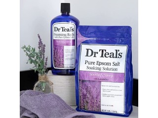 Dr. Teal's Epsom Salt Soaking Solution and Foaming Bath with Pure Epsom Salt Combo Pack, Lavender (Packaging May Vary)